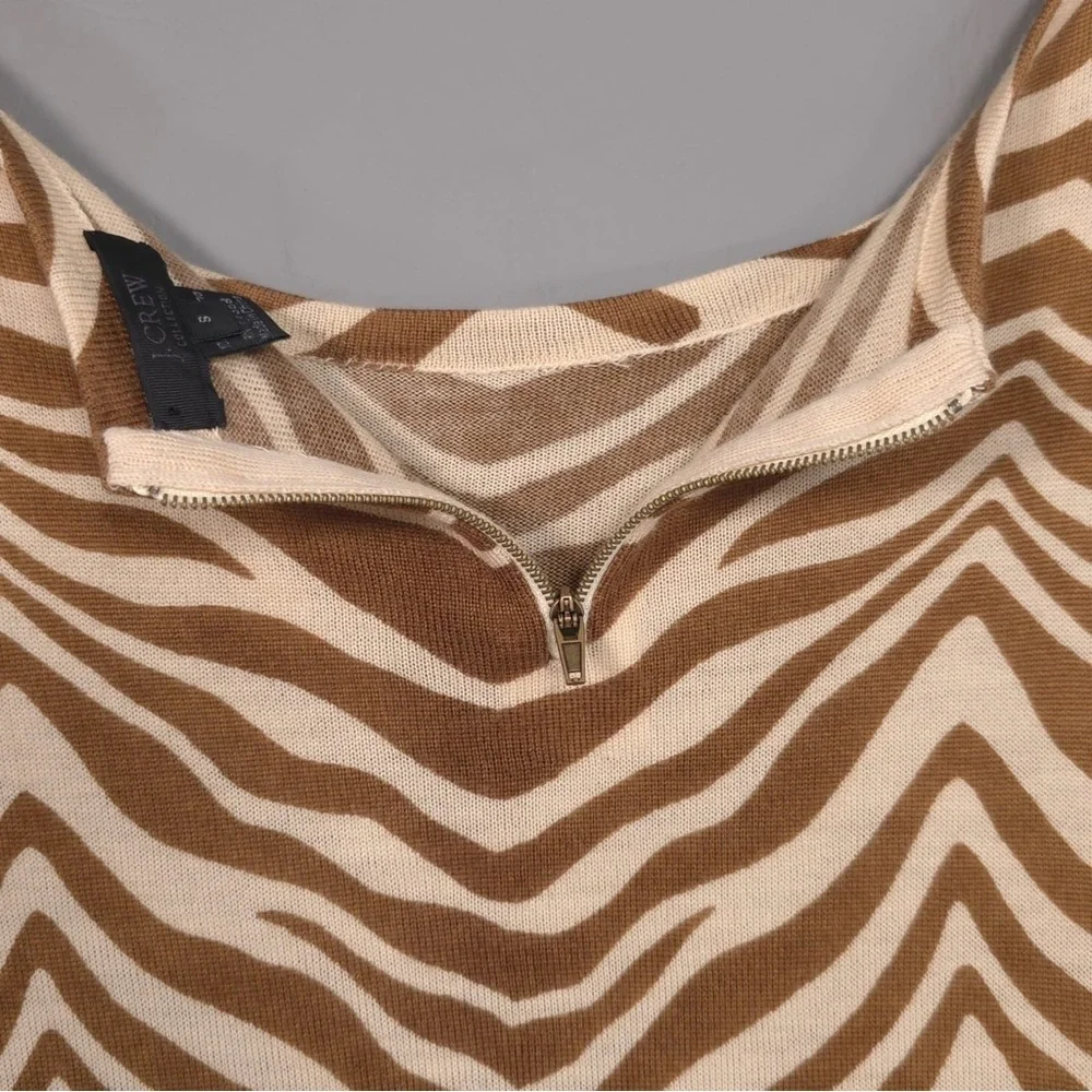 J.CREW COLLECTION 100% MERINO WOOL Zebra‎ Print 3/4 Sleeve Knit Mini Dress SMALL